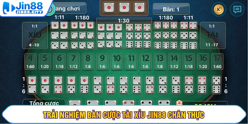 Trải nghiệm bàn cược Tài Xỉu JIN88 chân thực